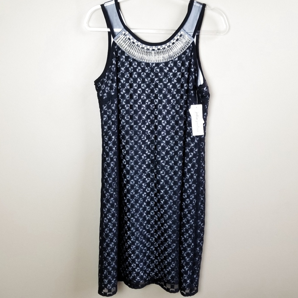 Julia Jordan Beaded Mesh Overlay Dress, 12